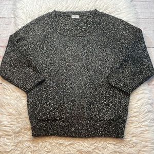 Madewell Wallace Metallic Silver Speckled Pocket Crewneck Sweater